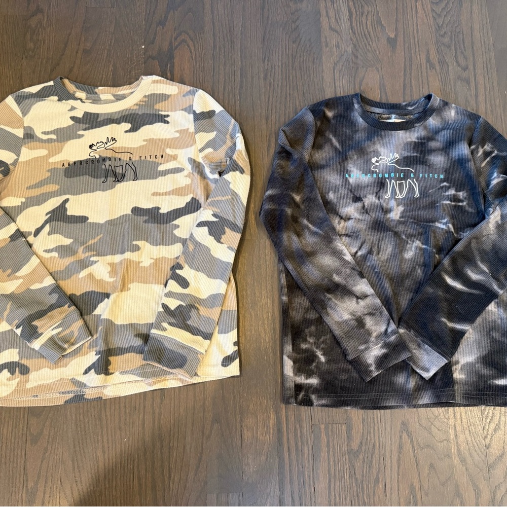 Abercrombie & Fitch Camo & Tie-Dye Long Sleeve Super Soft Shirts. Size 13/14